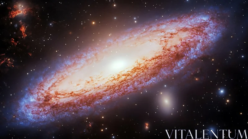 Edge-on barred spiral galaxy with glowing star-forming ring