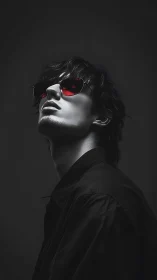 Crimson-tinted shades carve neon drama through midnight quiet