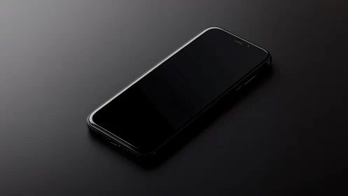 Black Smartphone on Dark Gray Background.