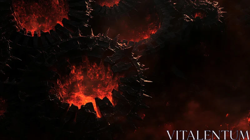 Molten infernal gears with glowing lava-filled cores.