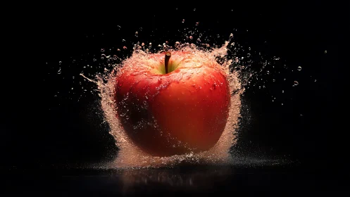 Juicy red apple bursting with sparkling water energy.