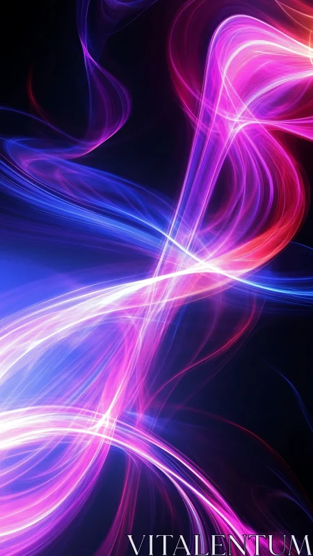 Digital painting of neon energy ribbons on deep black field.