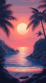 Sunset lagoon glows like a neon seashell of quiet wonder.