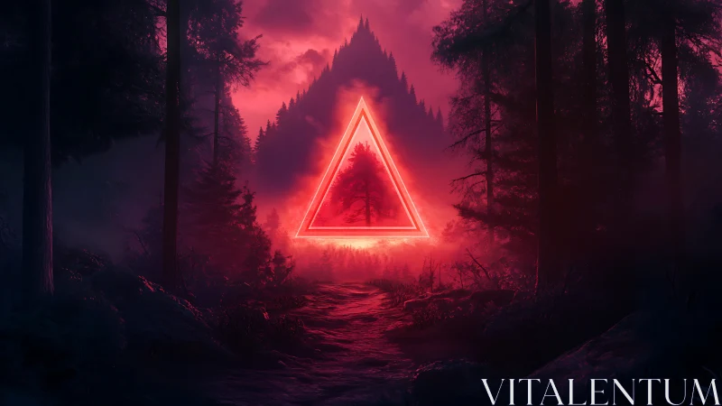 Neon Triangle Forest Path Landscape