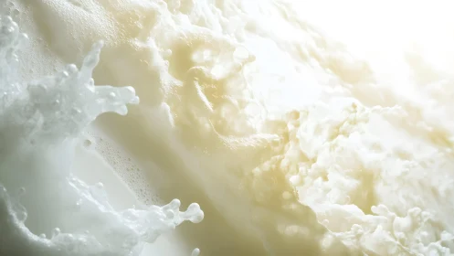 Splashing milk in soft sunlight, abstract close-up photography.