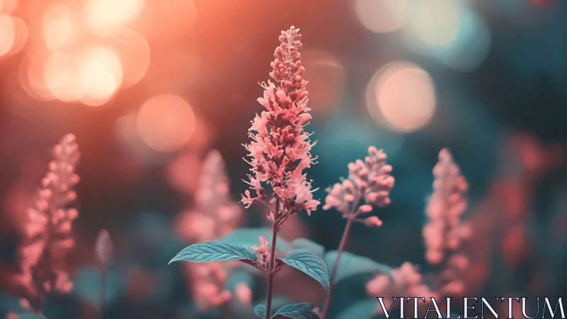 Close-up photograph isolates single pink flower spike sharply.