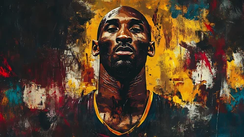 Digital painting isolates a basketball player in abstract color field