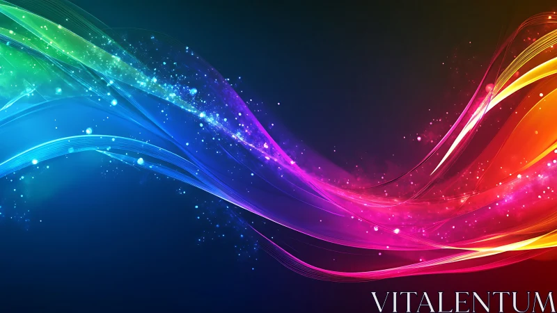 Neon light waves arc through cosmic gradient space. Period.