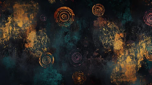 Warm cosmic spirals drifting through deep midnight color.