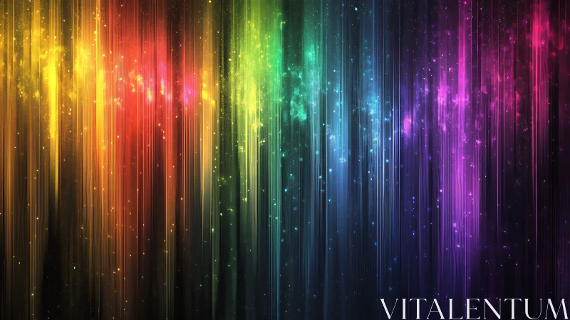 Chromatic lightfall curtains in radiant vertical spectrum.