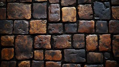 Weathered stone brick wall with rustic textures, moody lighting.