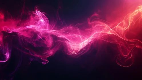 Electric pink light stream swirls across deep shadowed void.