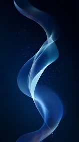 Luminescent blue data ribbon with particle stream dynamics.