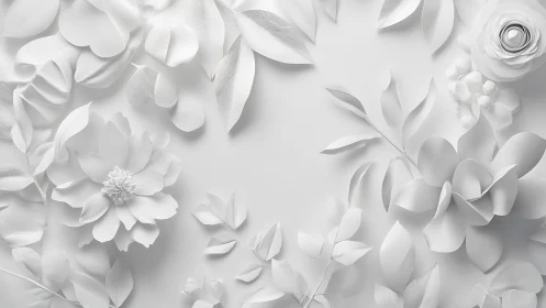 Monochromatic floral arrangement with embossed petals and foliage.