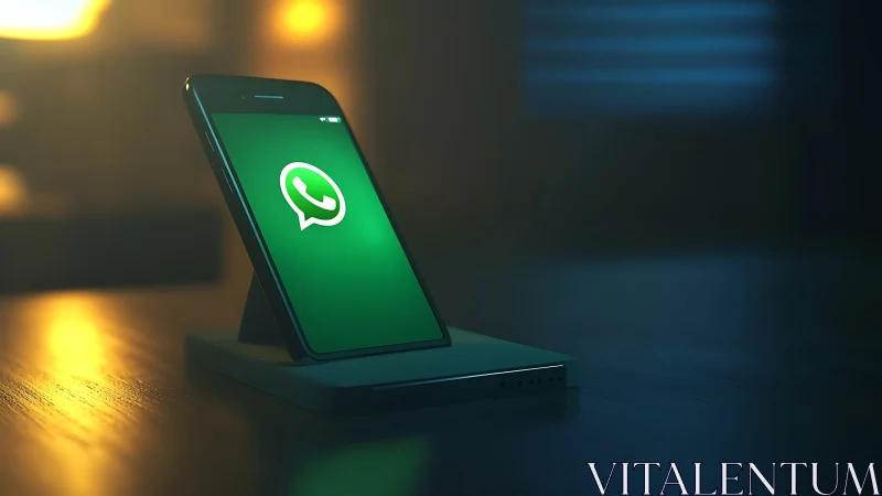 WhatsApp's Green Glow Shines in Modern Tech Space.