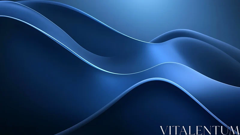 Gentle blue waves flow in soft, glowing abstract curves