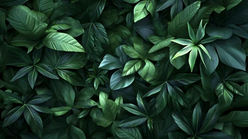 Lush tropical foliage rendered in high-contrast digital realism