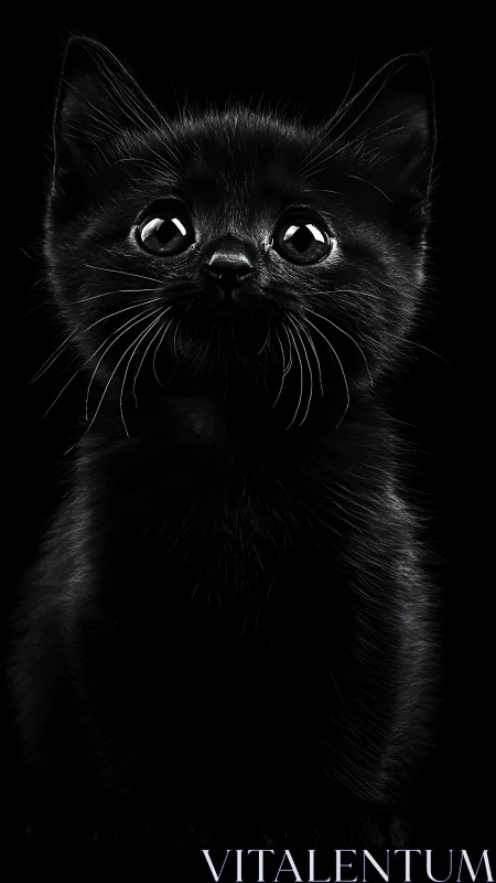 High-Contrast Black Cat Portrait with Luminous Ocular Detail