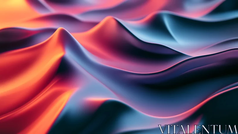 Layered metallic waves in red and blue gradient lighting.
