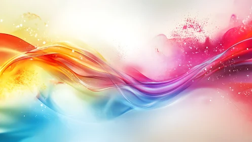 Digital painting of flowing chromatic waveforms in motion.