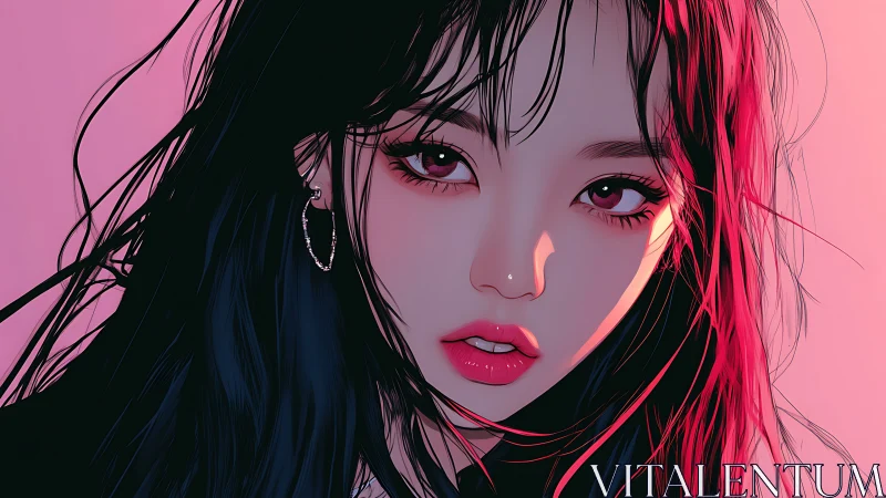 Soft neon portrait captures a dreamy, magnetic gaze