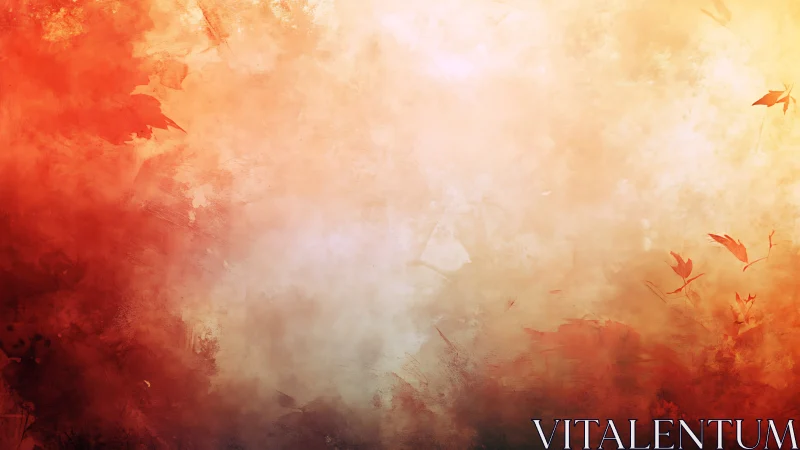 Autumn Leaves Drift Through Golden Watercolor Haze.