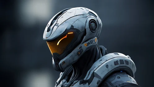 Quiet sentinel in sleek white armor watches distant horizons.