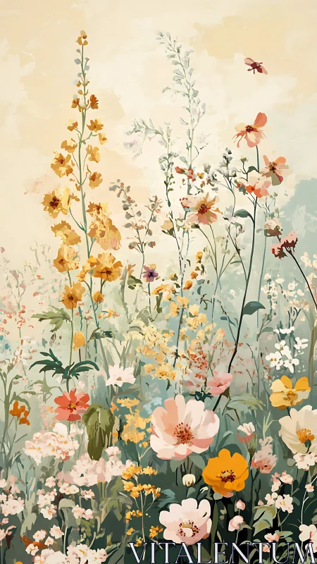 Wildflower Meadow in Soft Bloom with Atmospheric Garden