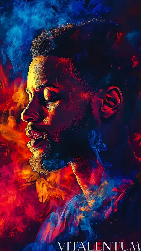 Chromatic thermal portrait in blue-red spectral gradients.