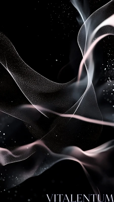 Abstract light trails and dust particles on black background.