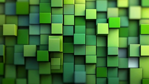 Green cubic blocks forming layered geometric background.