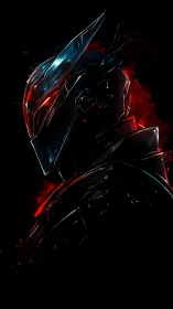 Midnight mech knight sharpens silence in neon embers