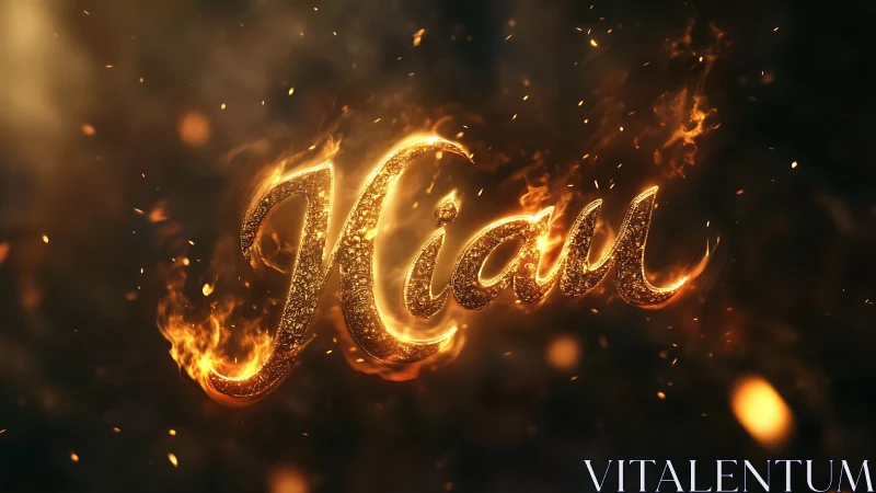 Incandescent Calligraphic Text Rendered with Dynamic Particle Fire Effects