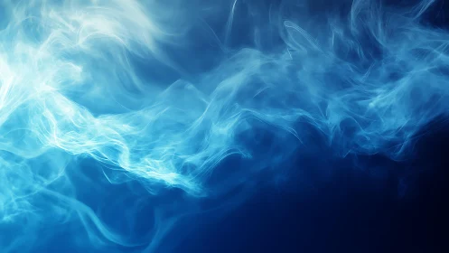 Ethereal Blue Smoke Swirls in Abstract Digital Art Composition.