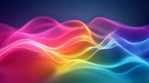 Soft rainbow waves drifting through luminous twilight.