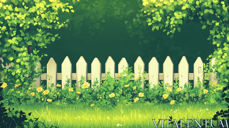 Sunlit garden fence wrapped in whispering yellow blooms.