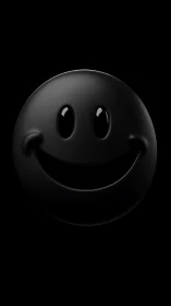 Monochrome 3D smiley sphere with high-gloss specular lighting.