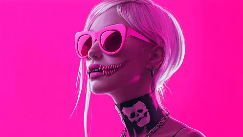 Bold neon portrait celebrates edgy style and playful rebellion