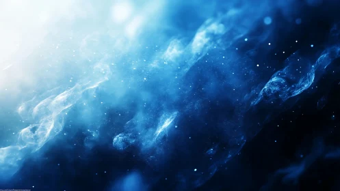 Nebular blue plasma swirls rendered in high-contrast digital abstraction