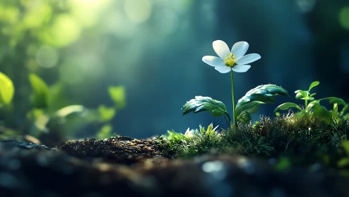 Gentle woodland flower basking in soft morning light.