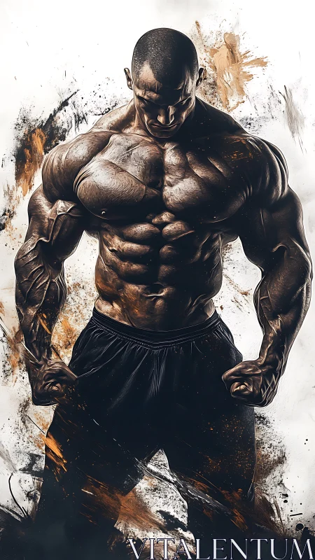 Titan of painted muscle stands carved from molten shadows