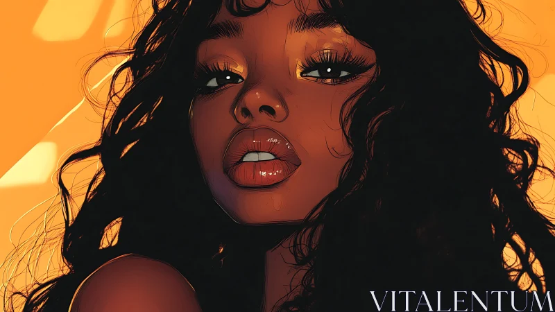 Digital portrait shows close-up stylized view of a woman