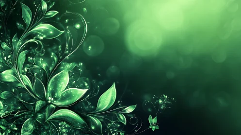 Digital painting floral arabesque with luminous bokeh field.