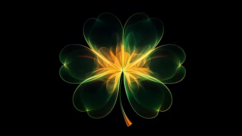 Glowing clover of light spreading gentle luck and wonder.