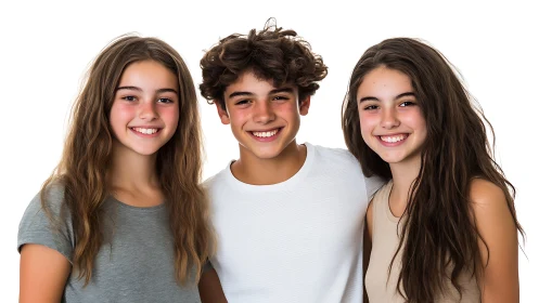 Studio Portrait: Three Adolescents in Asymmetric Casual Composition.