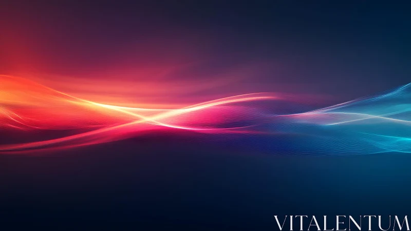 Vibrant Neon Light Waves on Dark Background, Abstract Digital Art.