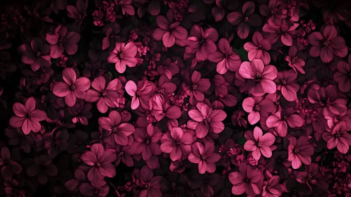 Vibrant Magenta Flowers Against Dark Background.