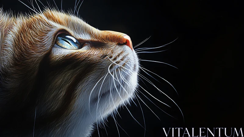 Feline Reverie: Blue-Eyed Wonder Gazes Skyward in Repose.