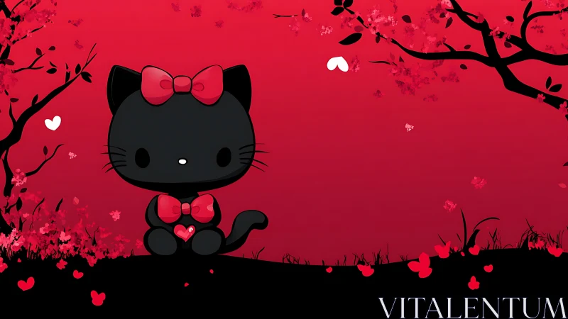 Adorable Hello Kitty Sitting in a Romantic Garden