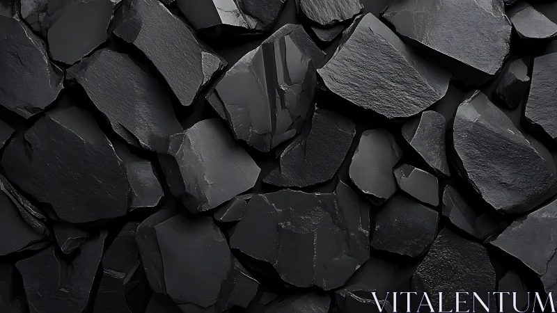 Midnight slate shards stacking into a dark geometric tapestry.